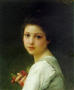 Charles-Amable Lenoir Portrait of a young girl with cherries Spain oil painting artist